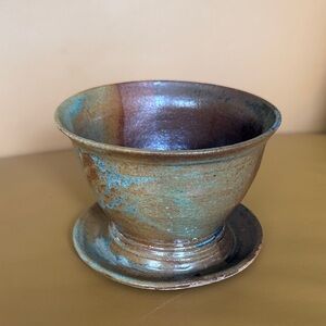 Handcrafted Ceramic Planter Pot in Blue-Brown